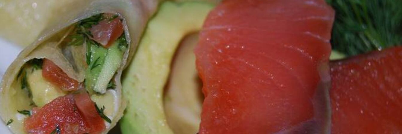 Блины с семгой и авокадо