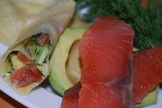 Блины с семгой и авокадо