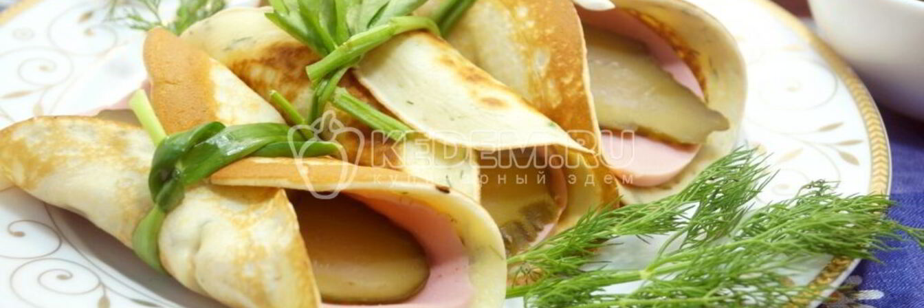 Яичные блинчики с колбаской