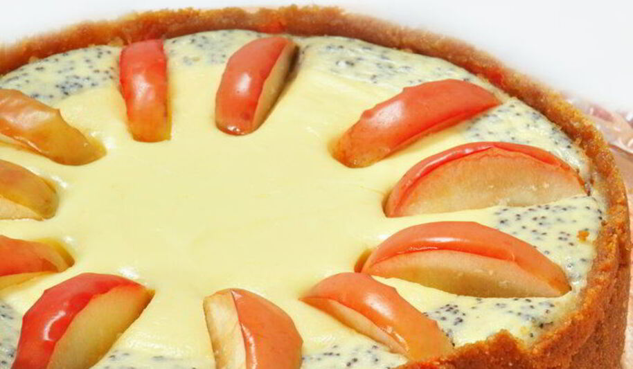 Рецепт чизкейка с яблоками и маком