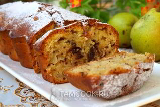 Кекс с грушами и шоколадом