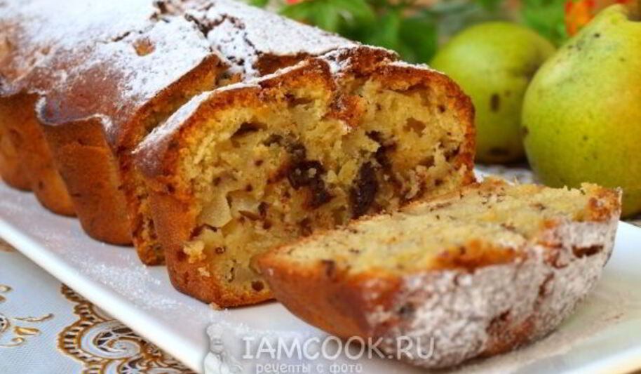 Рецепт кекса с грушами и шоколадом