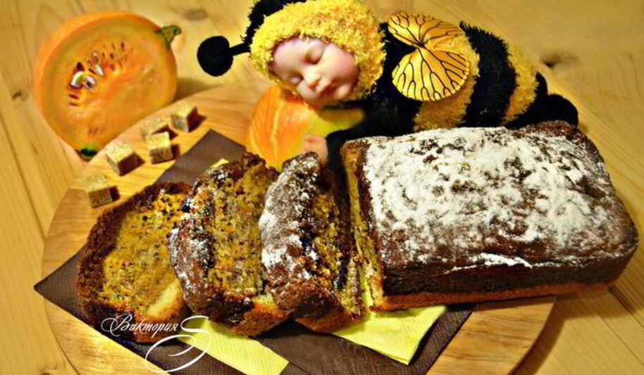 Рецепт трехцветного кекса с тыквой сладкие сны