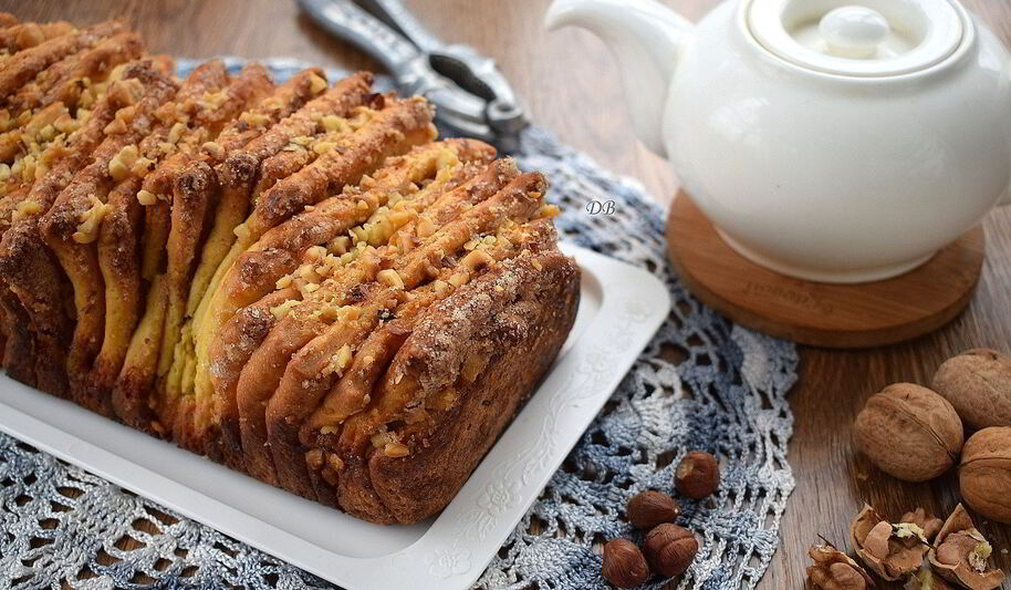 Рецепт хлеба гармошки с орехового начинкого