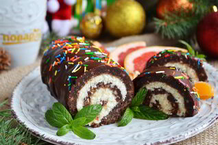 Кокосово-шоколадный рулет