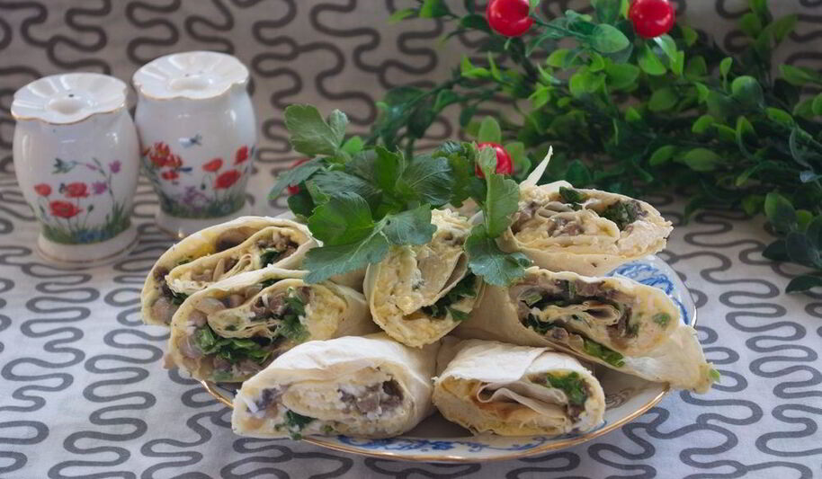 Рецепт лаваша с шампиньонами