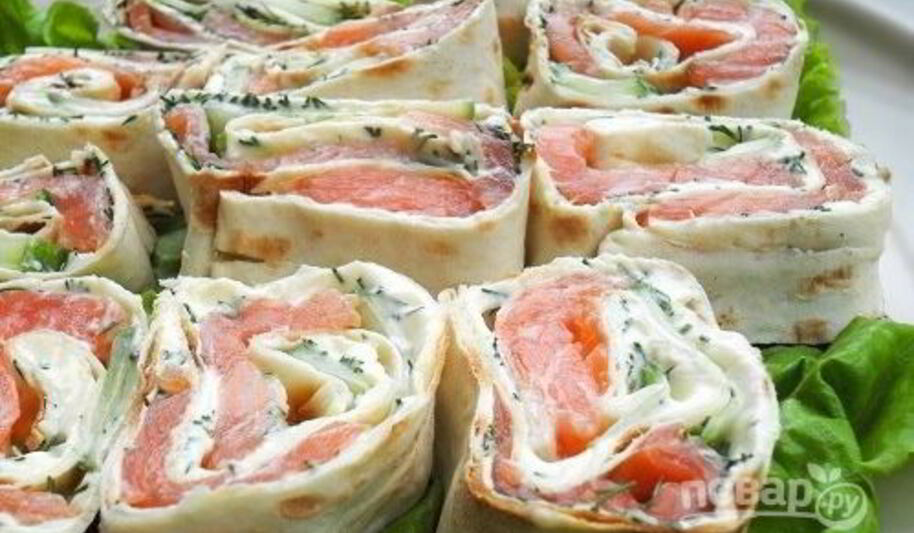 Рецепт рулета с лаваша с семгой