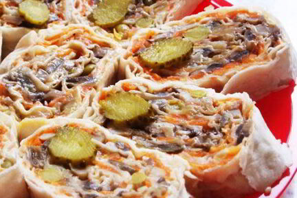 Рулеты из лаваша вегетарианские