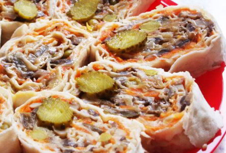 Рулеты из лаваша вегетарианские