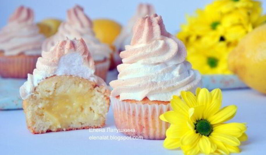 Рецепт лимонных маффинов с курдом и меренгой