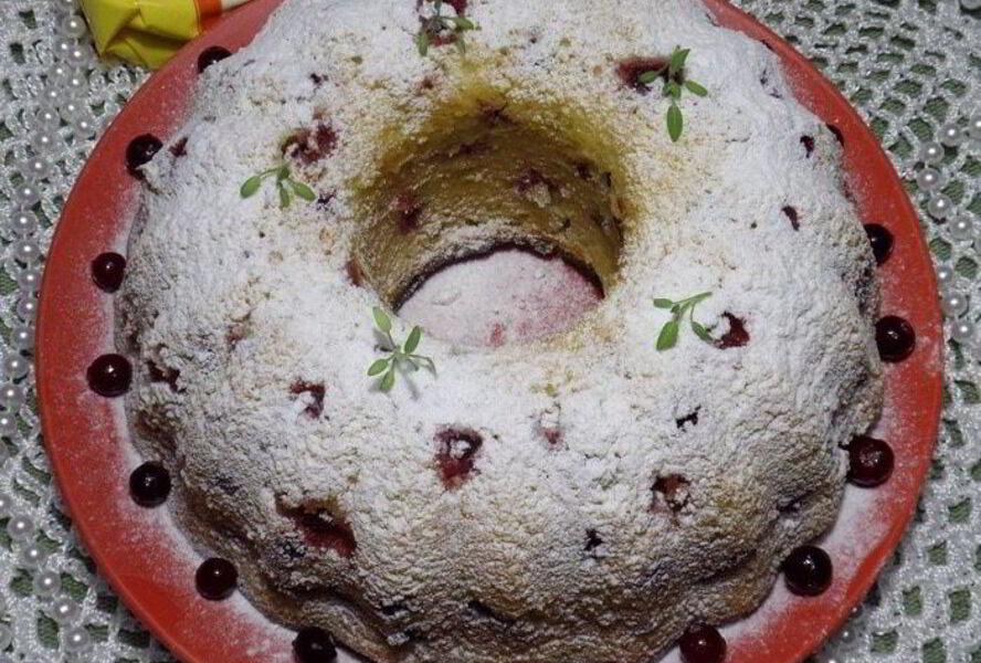 Творожный манник с клюквой