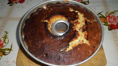 творожный манник с клюквой