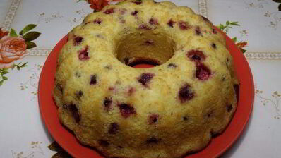 творожный манник с клюквой