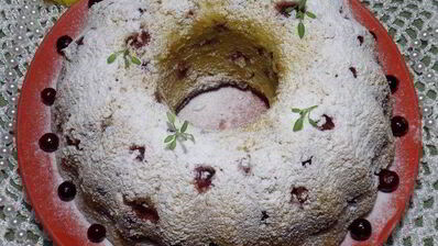 творожный манник с клюквой