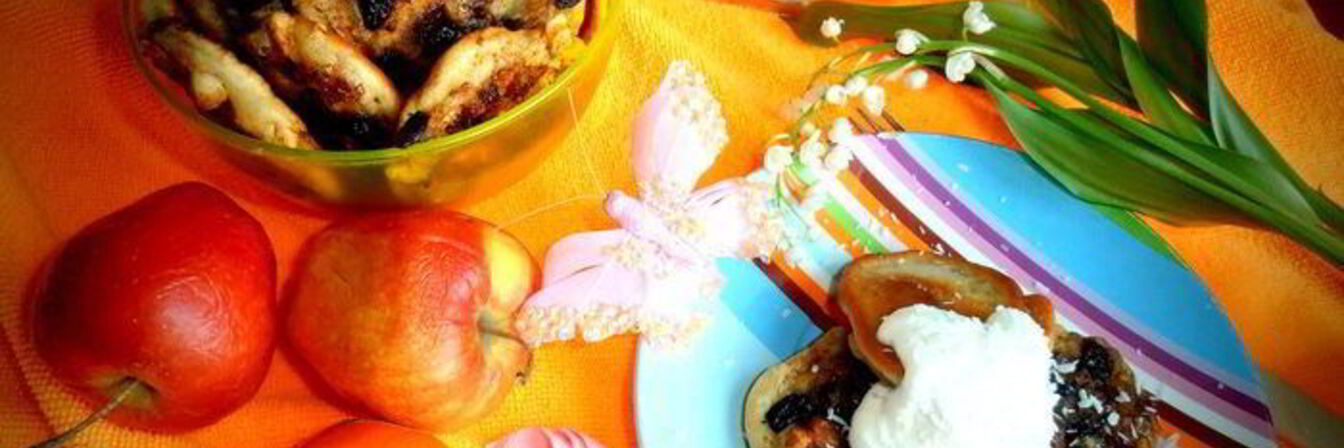 Оладушки с карамельно-фруктовым припеком