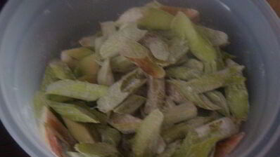 дрожжевой пирог с ревенем и миндальными листиками