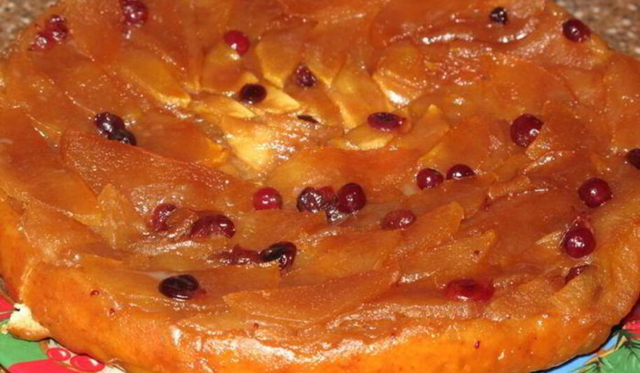 Рецепт пирога татен песочный яблоки с клюквой