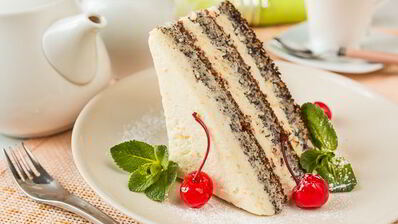 маковое пирожное с апельсиновым кремом