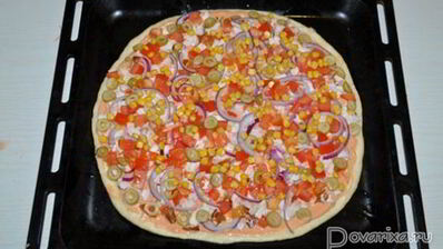 пицца с копченой курицей