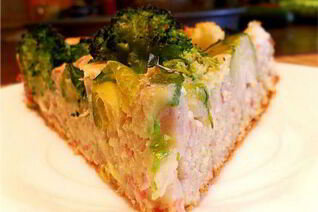 Овощная шарлотка с грудинкой