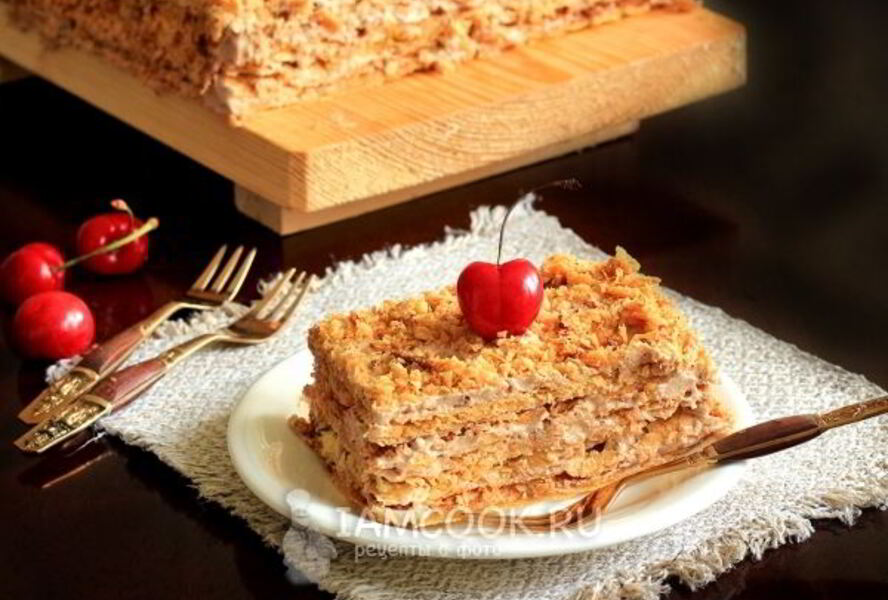 Домашний торт Наполеон с шоколадным кремом