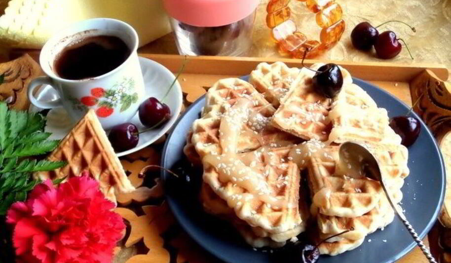 Рецепт овсяных вафель с кунжутом