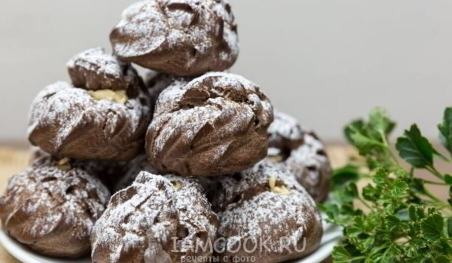 Рецепт шоколадных профитролей с кремома