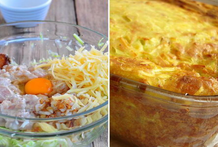 Кабачковая запеканка с курицей и сыром