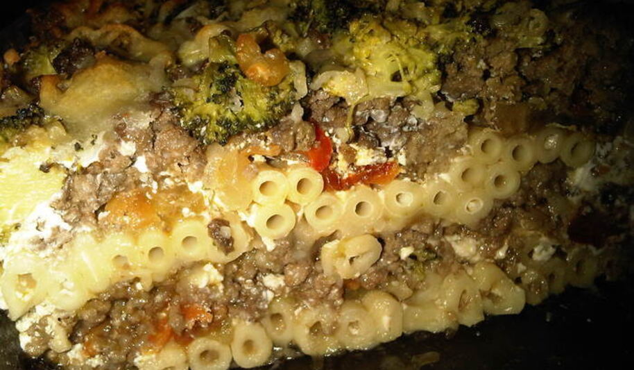Рецепт макаронной запеканки с овощами и фаршем в сливочно-овощном соусе
