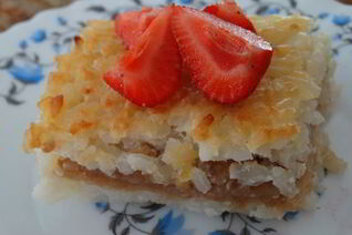 Ванильно-рисовая запеканка с яблоками