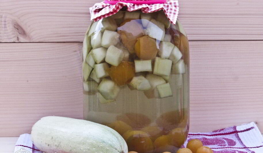 Рецепт компота из кабачков и алычи