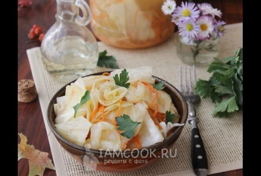 Капуста, маринованная кусочками