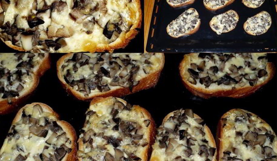 Рецепт горячих бутербродов с грибами и сыром