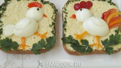 праздничные бутерброды курочка и петушок
