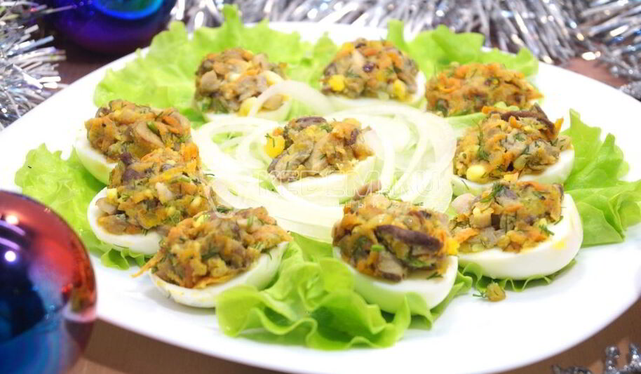 Рецепт яиц фаршированных грибами