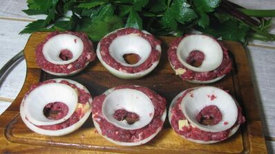 луковые кольца с фаршем фаршманже