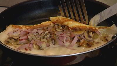 омлет с ветчиной и шампиньонами