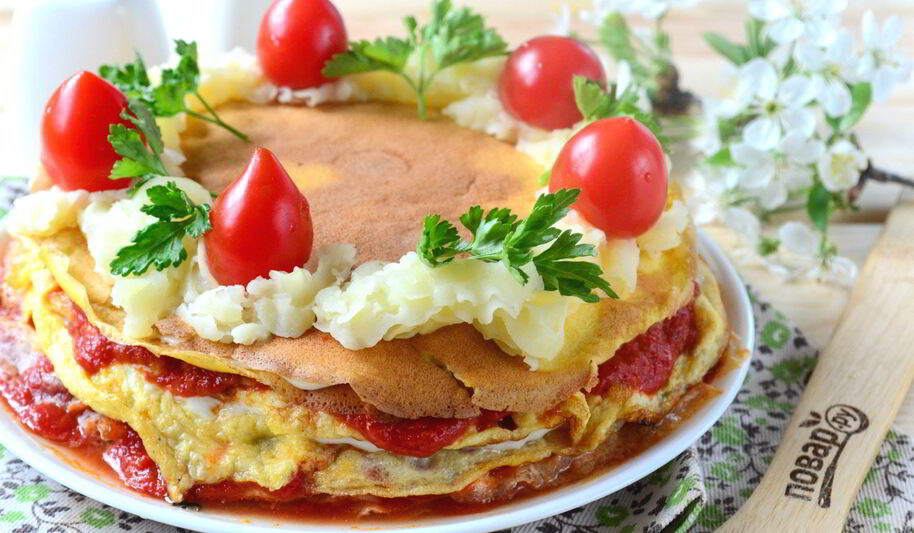 Рецепт слоеного омлета на завтрак