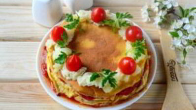 слоеный омлет на завтрак