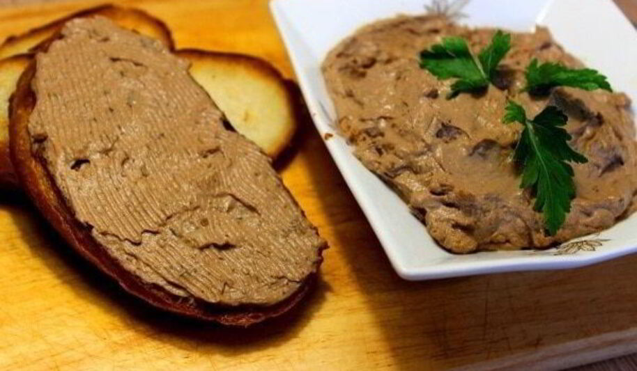 Рецепт паштета иза куриной печеней с грибами