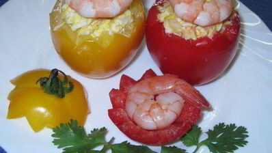 помидоры с креветками