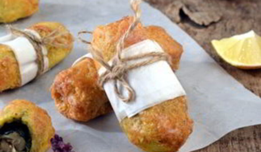 Рецепт хрустящих роллов с начинкой из рыбы и песто