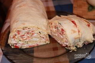 Роллы из лаваша с крабовыми палочками