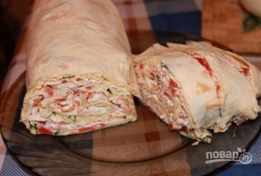 Роллы из лаваша с крабовыми палочками