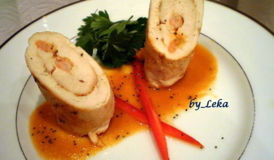 Рецепт куриных рулетиков, фаршированных креветками