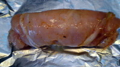 куриные рулетики, фаршированные креветками