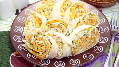 рулет из лаваша с курицей