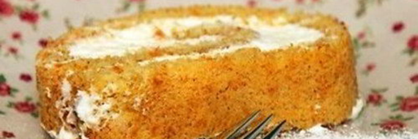 Рулет из тыквы со сливочной начинкой