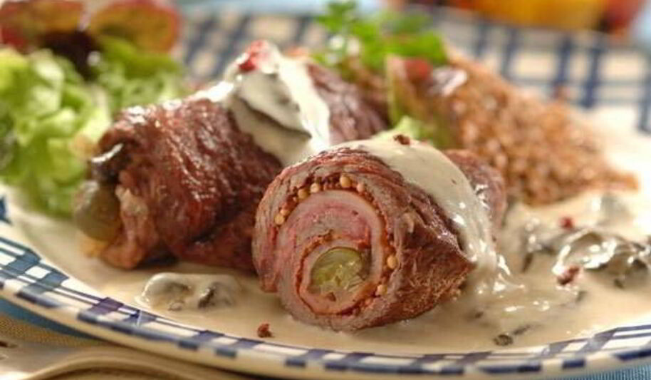 Рецепт рулетиков из говядины с сыром