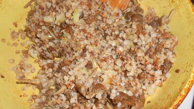 сытный зимний рулет с грибами и гречкой